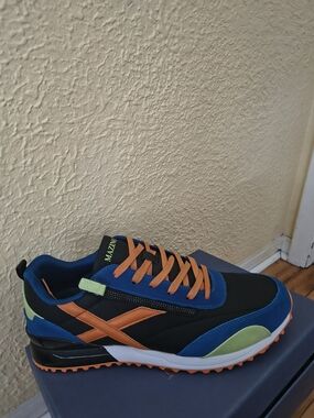 MAZINO Men’s Black, Blue & Orange Casual Runner Sneakers
